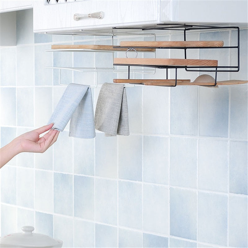 Kitchen Double Layer Towel Rack Hanging Holder