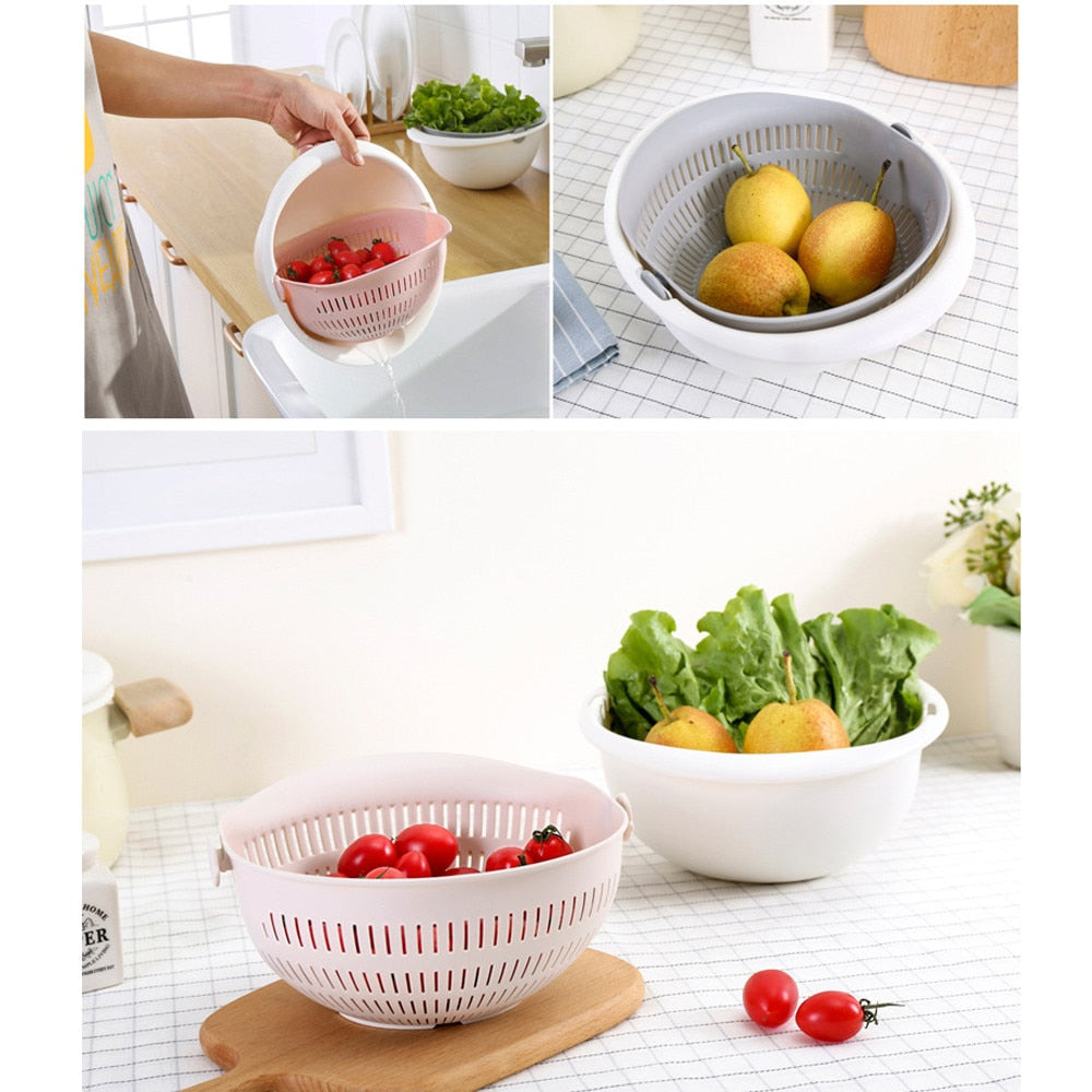 Portable fruit and vegetable cleaning basket