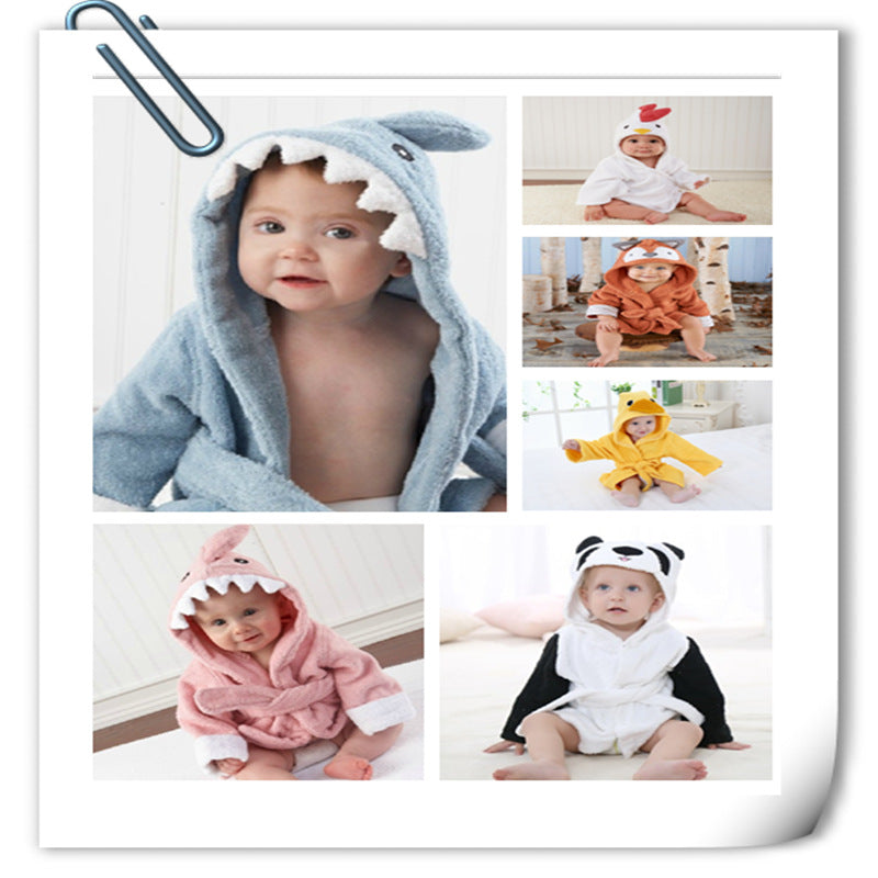 Halat de baie absorbant în formă de animal cu glugă pentru copii